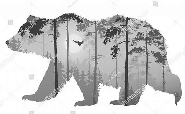 Картина Ведмідь та дерева - Графіка 