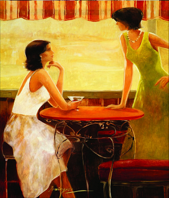 Картина Домингес - У столика в кафе - Картины для кафе 