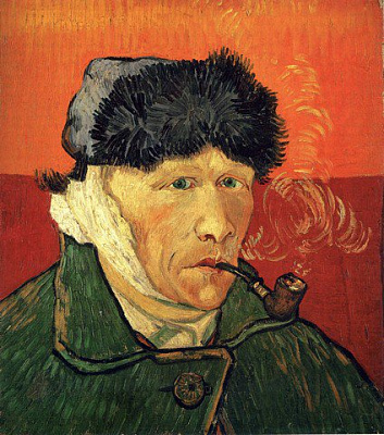 Картина Автопортрет з відрізаним вухом та трубкою - Ван Гог Вінсент 