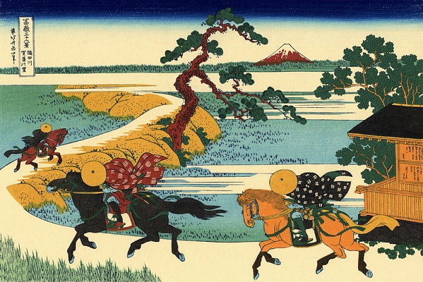 Картина Деревня Сэкия на реке Сумида - Японская живопись 