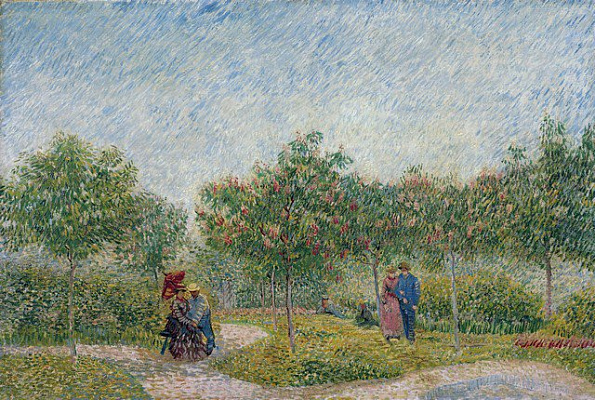Картина Пары, гуляющие в парке Аньера - Ван Гог Винсент 
