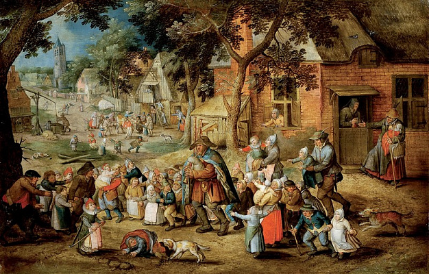 Картина Волынщик в окружении детей - Брейгель Питер Младший 