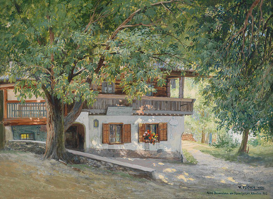 Картина Дом в альпийской деревне - Флиер Карл 