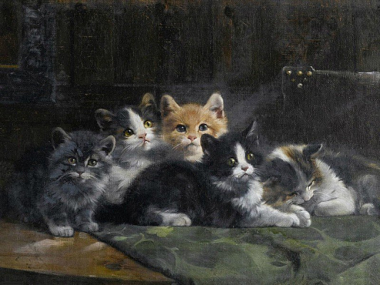 Картина П'ять кошенят - Адам Юліус 