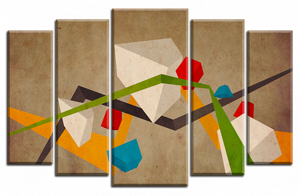 Картина Абстрактні фігури 2 - З п'яти частин 