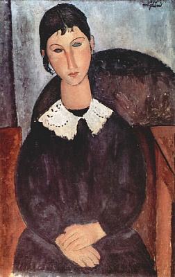 Картина Эльвира с белым воротничком - Модильяни Амедео 