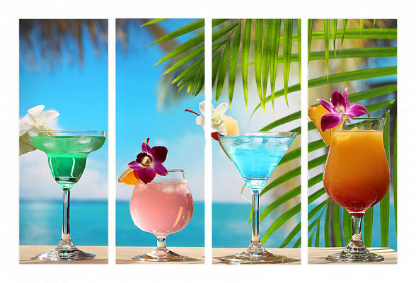 Картина Тропические коктейли - Из четырех частей 