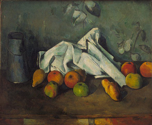Картина Натюрморт з банкою молока та яблуками - Сезан Поль 