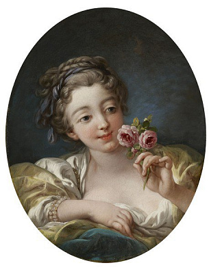 Картина Девушка с розой - Буше Франсуа 