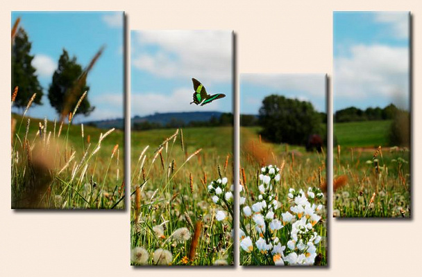 Картина Бабочка в поле - Из четырех частей 