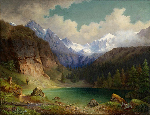 Картина Вид на горное озеро - Мильнер Карл 