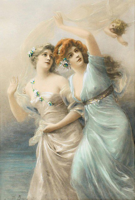 Картина Две девы и Амур - Биссон Эдуард 