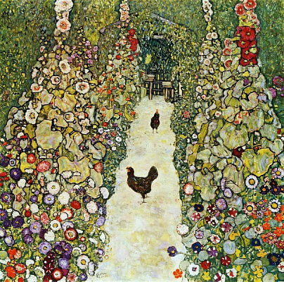 Картина Садовая аллея с курицами - Климт Густав 