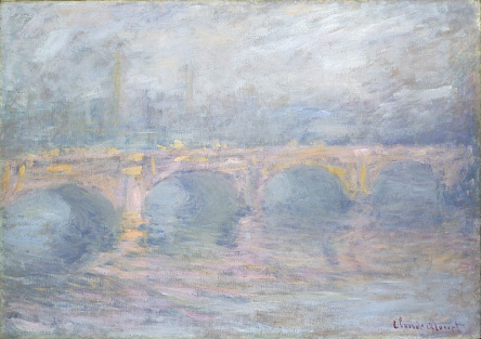 Мост Ватерлоо на закате, розовый эффект