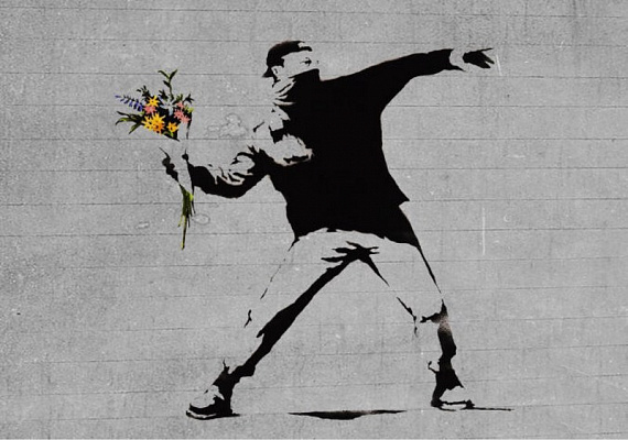 Картина Вандал с цветами - Бэнкси 