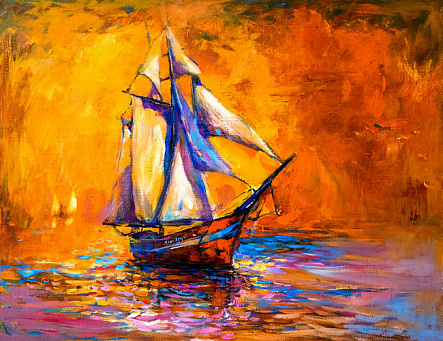 Парусник на закате дня