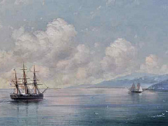 Корабль близ крымского побережья