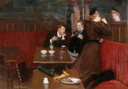 Три персонажі у кафе