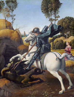 Картина Св.Георгий и дракон - Рафаэль Санти 