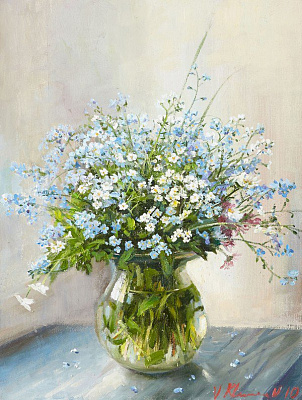 Картина Полевые цветы в прозрачной вазе - Ключников Вячеслав 