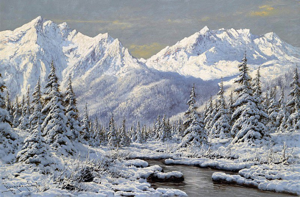 Картина сніжна зима - Пейзаж 