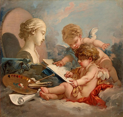 Картина Амуры (аллегория живописи)  - Буше Франсуа 