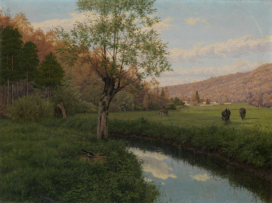 Картина Річковий краєвид зі худобою - Безсонов Борис 