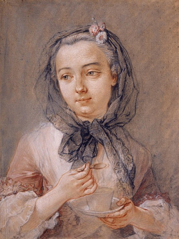 Портрет Шарлотты Спарр с чашкой кофе