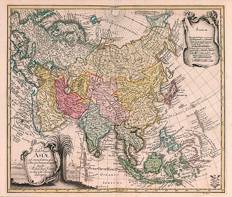 Картина Старовинна карта Азії 1753г - Карти на стіну 