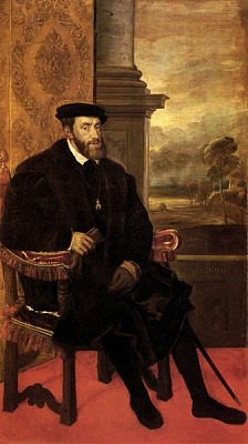 Картина Портрет імператора Карла V на стільці - Вечелліо Тіціан 