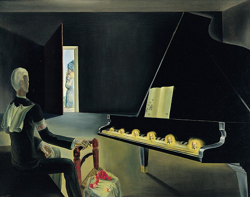 Картина Галюцинация, шесть явлений Ленина на пианино - Дали Сальвадор 