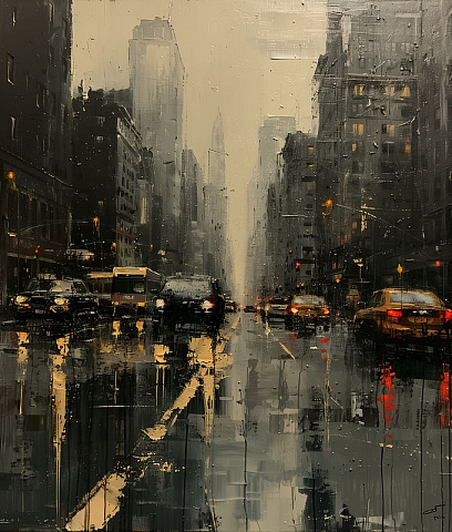 Дощ на вулицях мегаполісу