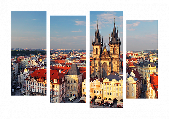Картина Вид на Прагу з висоти - З чотирьох частин 