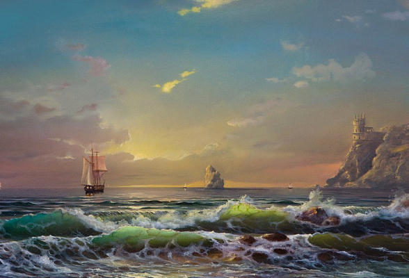 Картина Парусник в вечернем море - Кулианионак Лилия 
