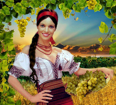 Картина Украинка с виноградом - Женские национальные 