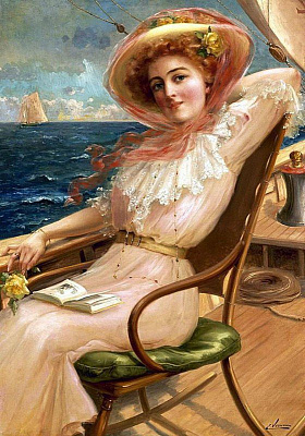 Картина Мадам на кораблі - Жіночі старовинні 