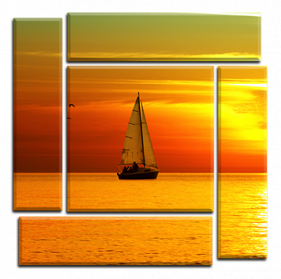 Картина Яхта на закате 3 - Из пяти частей 