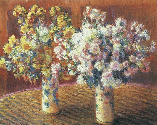 Картина Дві вази із хризантемами - Моне Клод 