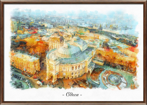 Картина Одеса з висоти пташиного польоту - Міський пейзаж 