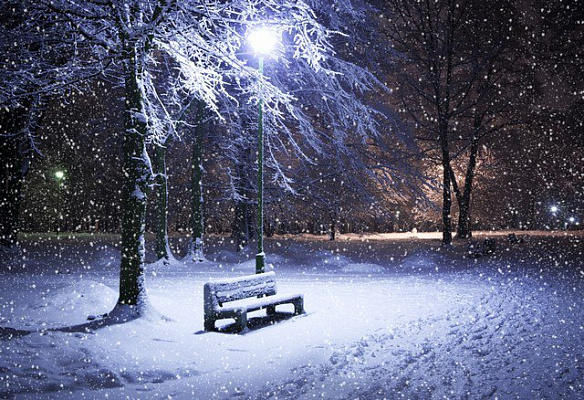 Картина Скамья в снегу - Природа 