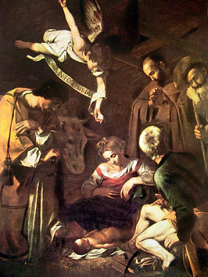 Картина Рождество со Св. Франциском и Св. Лаврентием - Караваджо Микеланджело  
