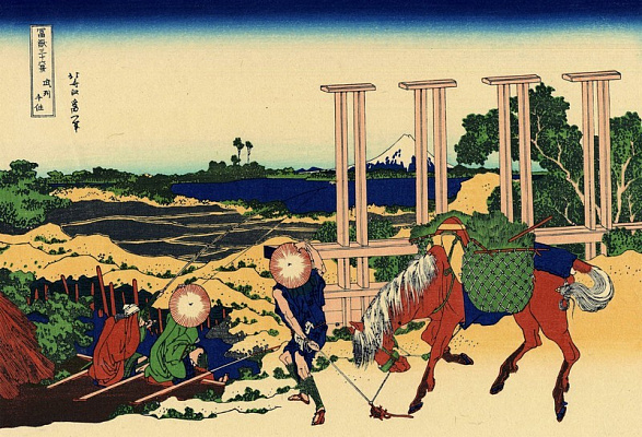 Картина Мост Сэндзю в провинции Мусаси - Японская живопись 
