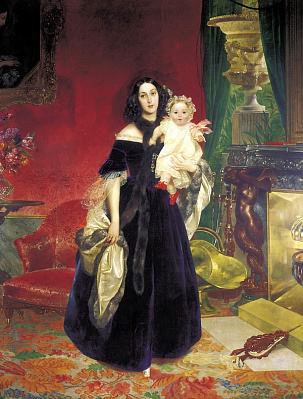 Картина Портрет Марии Аркадьевны Бек с дочерью - Брюллов Карл 