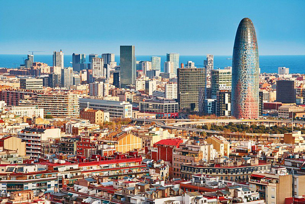 Картина Барселона с высоты птичьего полета - Город 