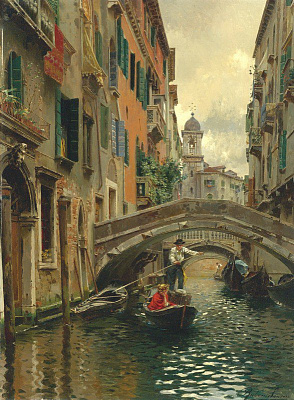 Картина Гондола в Венецианской заводи - Санторо Рубенс 