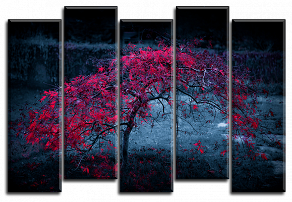 Картина Багровое дерево - Из пяти частей 