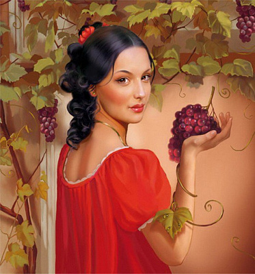 Картина Собирая виноград - Женские современные 