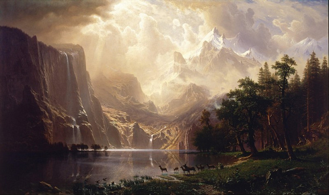 Картина Альберт Бирштадт - Среди гор Сьерра-Невада  - Пейзаж 