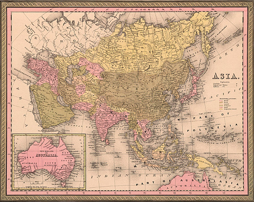 Картина Карта Азии 1849г - Карты на стену 