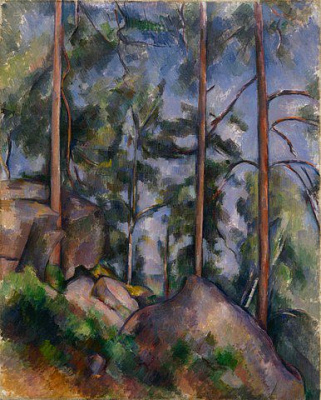 Картина Сосни та скелі в лісі - Сезан Поль 